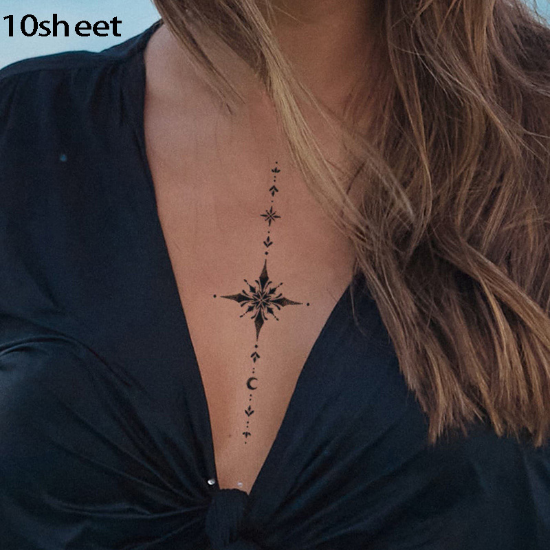 

10 Sheet & Pattern Waterproof & Anti-sweat & Long & Non-reflective & Elegant & High-end & Minimalist Temporary Tattoo For For