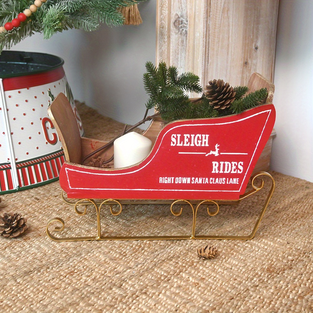 

New Year Gift Party Decoration Merry Christmas Red Sleigh Christmas Craft Supplies Indoor Decoration