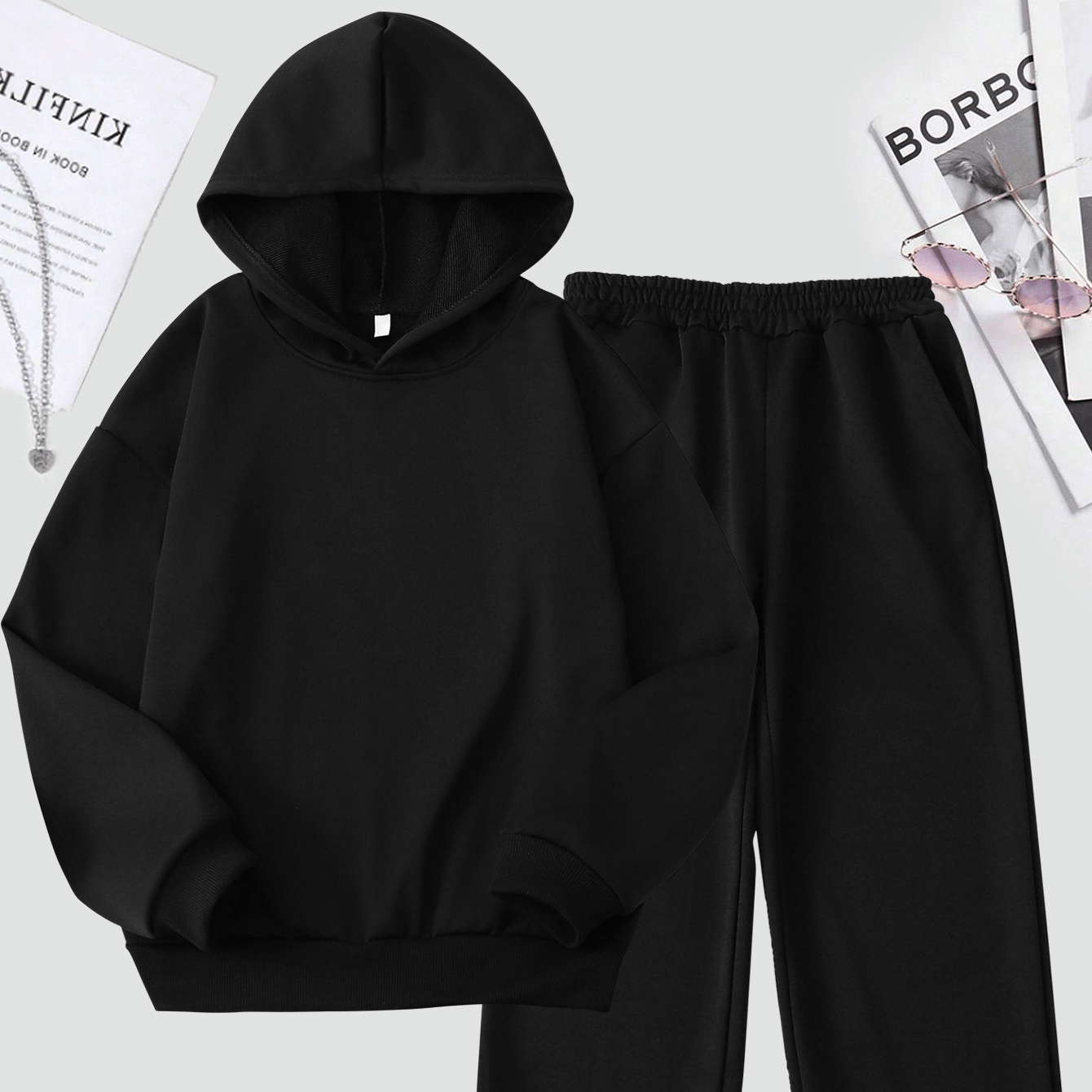 

& Sweatpants Set , Girl's 2 Pcs Set, Pullover & Sweatpants, Athletic And Suit, For