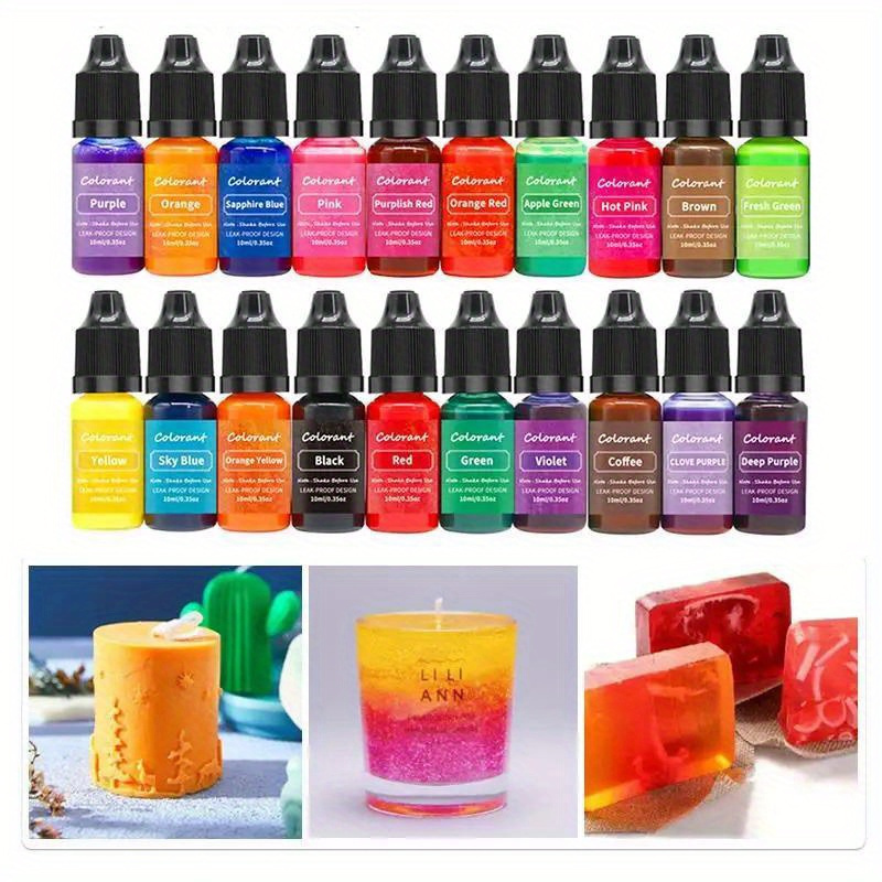 

Vibrant Candle Dye Pigments: Long-lasting Liquid Colorant For Diy Candle & Epoxy Resin Craft Making - Safe, Easy-to-use, 10ml Bottles