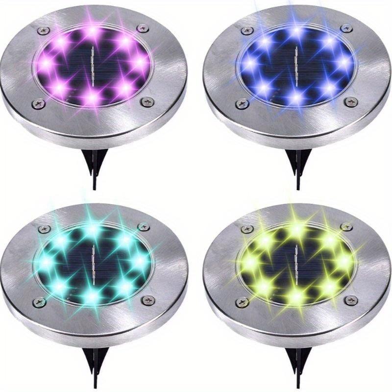 

8 Pack Solar In Ground Lights Outdoor Buried Disk Led Light Lawn Pathway Garden