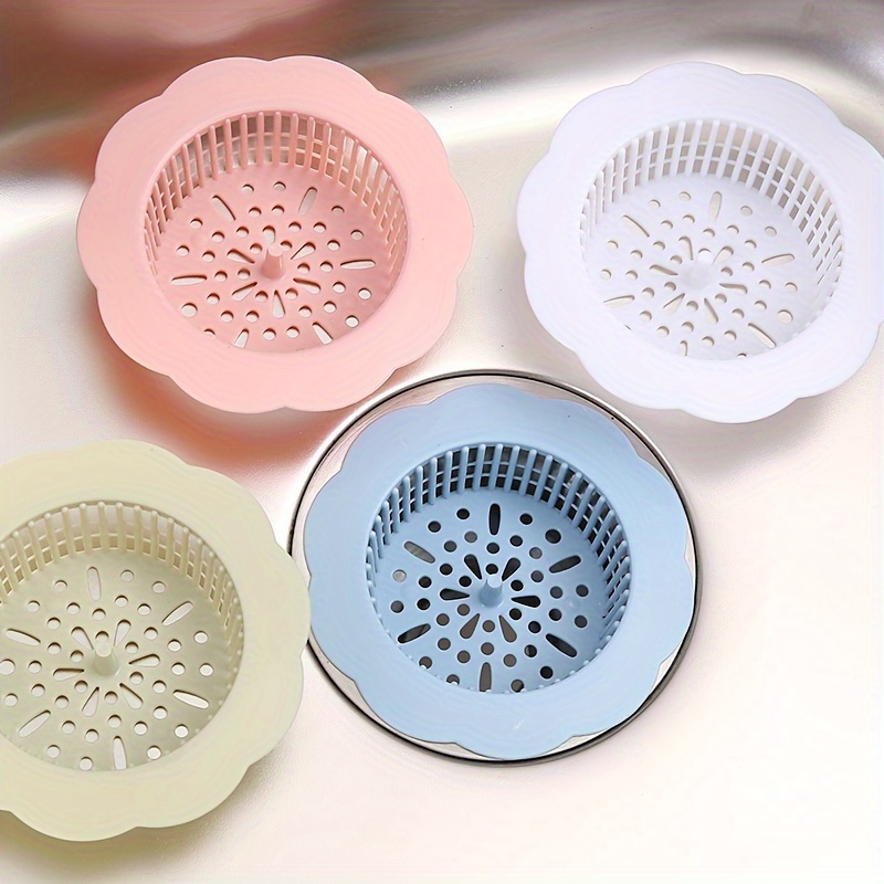 

Flower-shaped Plastic Sink Strainer: Kitchen And Bathroom Drain Catcher With Anti-clogging Hair Filter Mesh