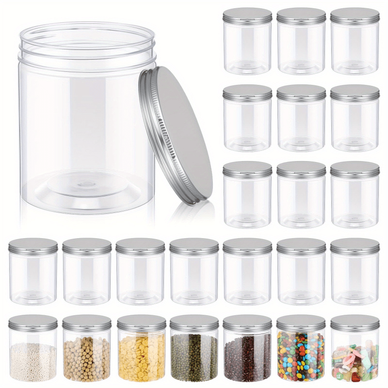 

6-pack 16oz Clear Plastic Mason Jars With Ribbed Lids - Airtight Wide Mouth Containers For Storage, Crafts, Condiments, Cosmetics, Medicine, And Candies - Durable, Bpa-free, Unscented Refillable Jars