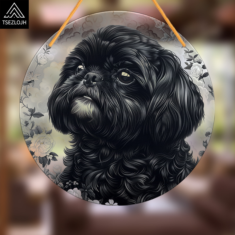 

Shih Tzu Acrylic Hanging Sign - Double-sided Pet Portrait, 8x8 Inch Garden & Home Decor, Durable Pmma Window Display With Nylon Rope For Birthdays & Gift Giving