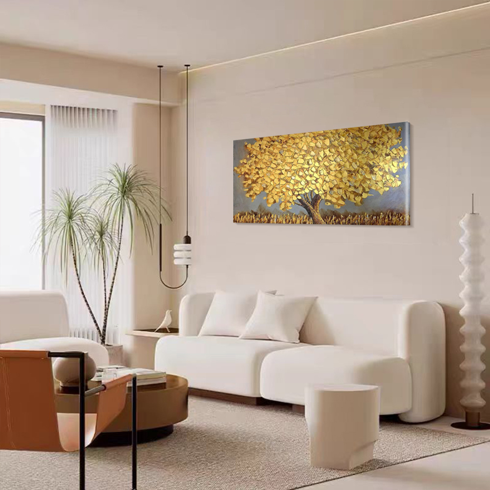 Golden Fortune Tree Framed Wall Art Poster Art Deco Modern Farmhouse