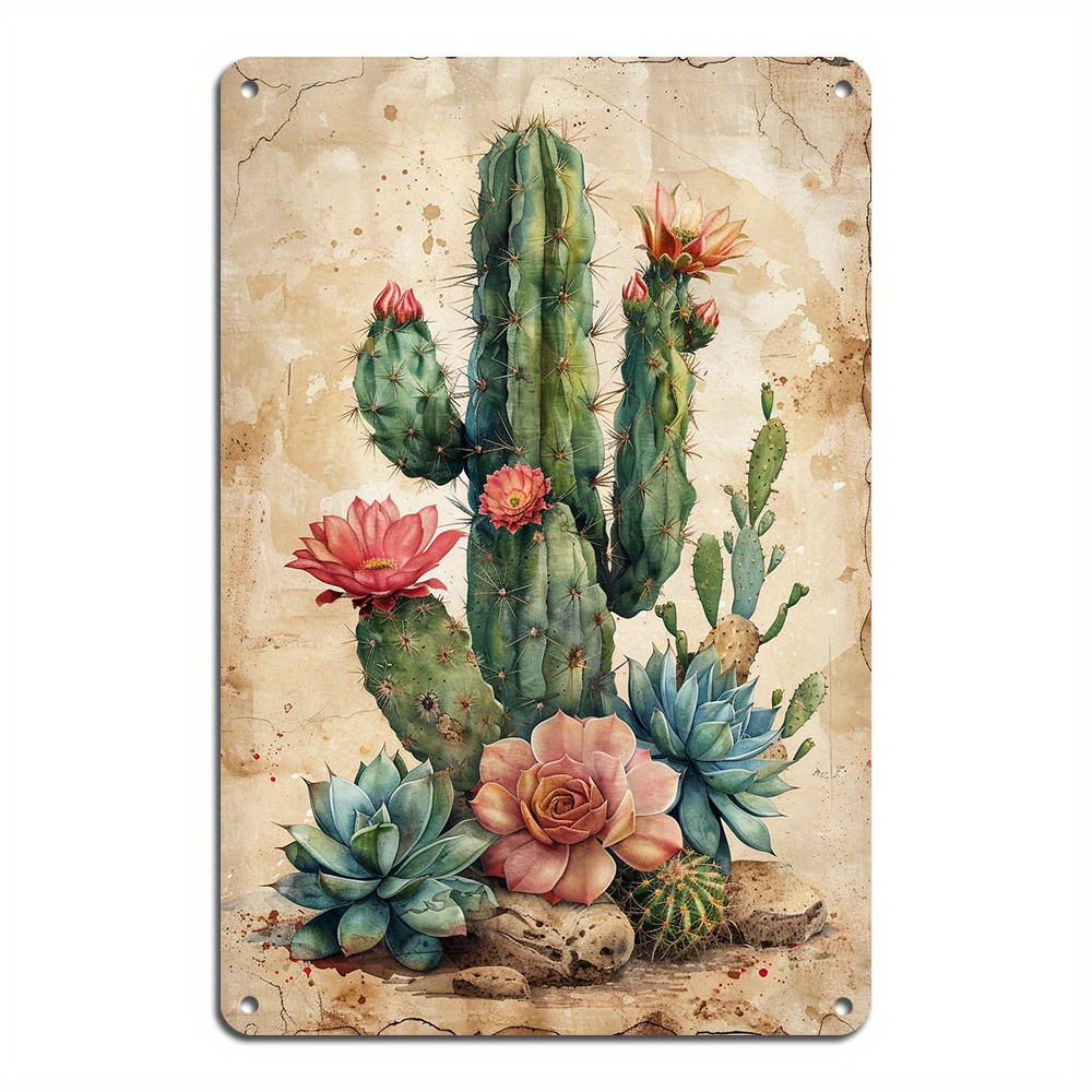 

Vintage & Desert Plants Metal Tin Sign - , Reusable Aluminum For Home & Bar Decor, Perfect Gift Idea (8x12 Inches)