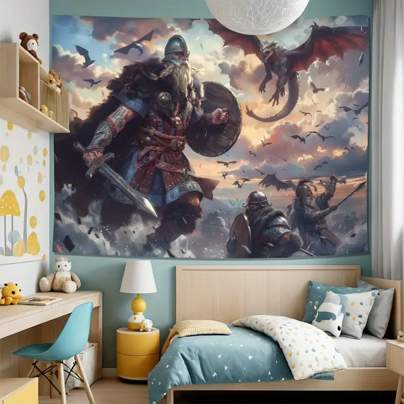 Tapisserie murale Viking Odin Hache Épée Corbeau Nœud croisé Tatouage Tapisserie Murale Tapisserie murale Viking Odin Hache Épée Corbeau Nœud croisé Tatouage Tapisserie Murale