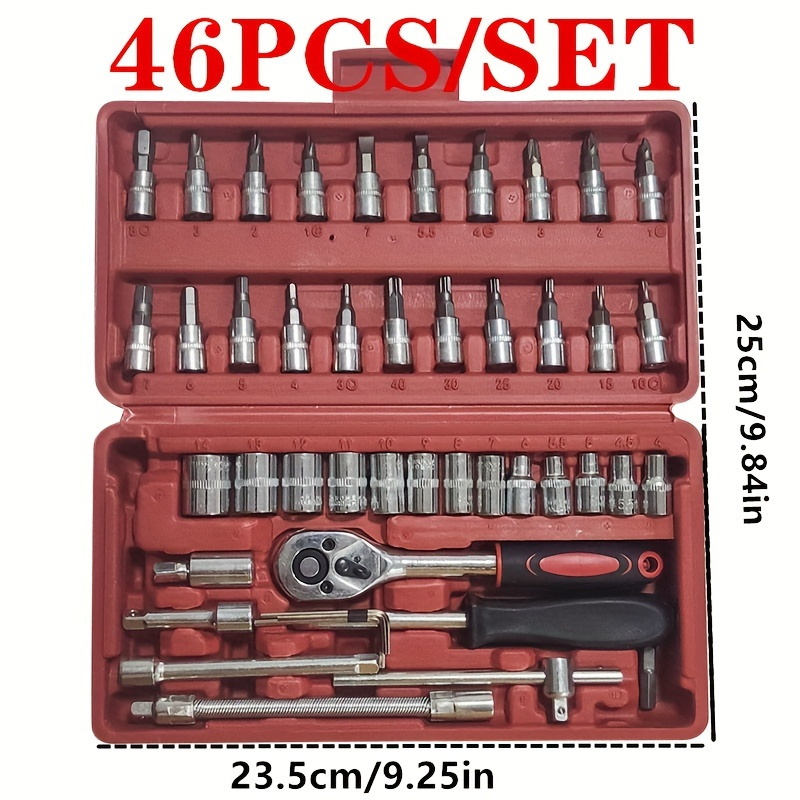 

46-piece High Carbon Steel Socket Wrench Set With , Auto Repair & Maintenance Combo Kit With Ratchet & Screwdriver