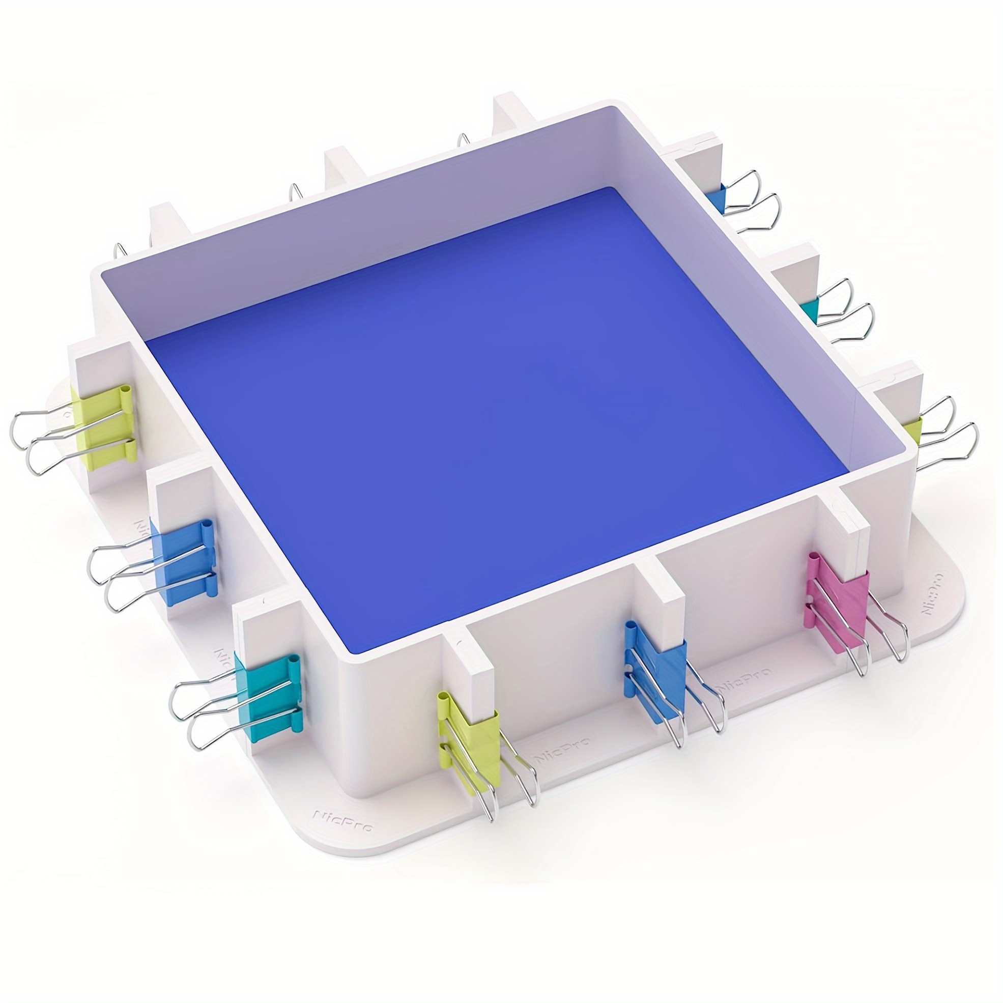 

Square Resin Casting Mold Housing Kit With Binder Clips - Reusable Silicone Mold Making Frame For Soap, Candle, And Resin Molds - Plastic Material With Double-sided Tape