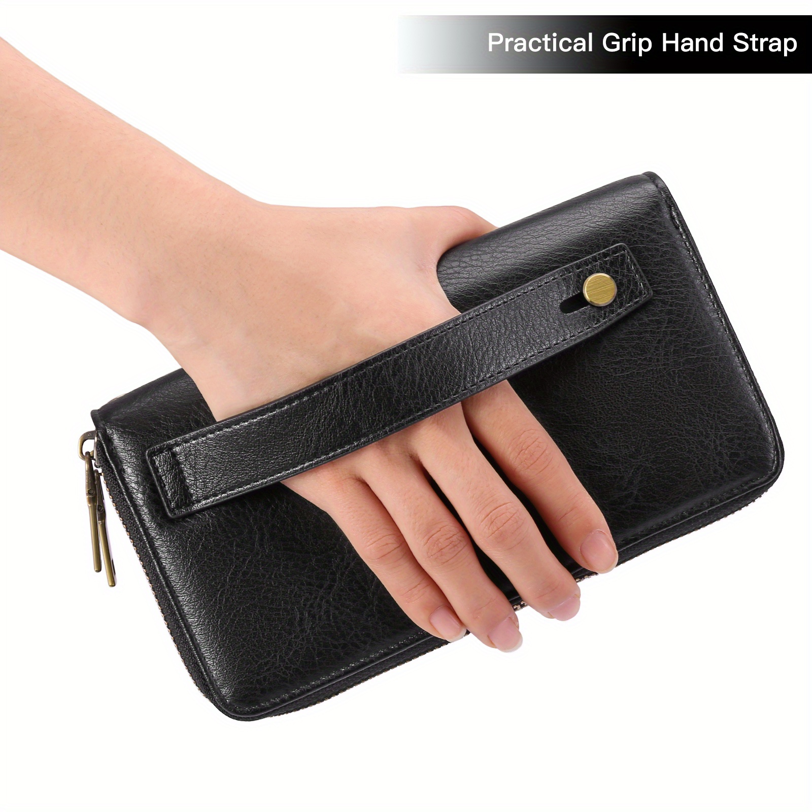 Women's Rfid Blocking Large Capacity Vegan Clutch - 24 Card Slots And Phone Pocket, Detachable Wristlet, Travel Organizer With Zipper Compartment | Safety Gift For Her