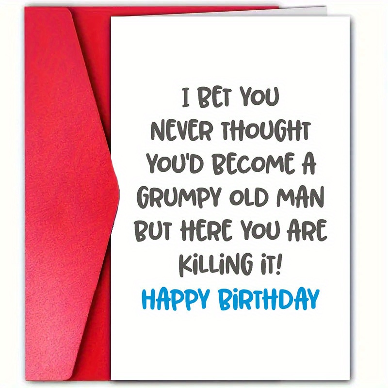 

1pc Humorous ' Old Man' Birthday Greeting Card For Father - High-quality Paper Material With Envelope, Ideal For Dad's Birthday Celebration, Amusing & Heartfelt Satire Design, Sure To Delight