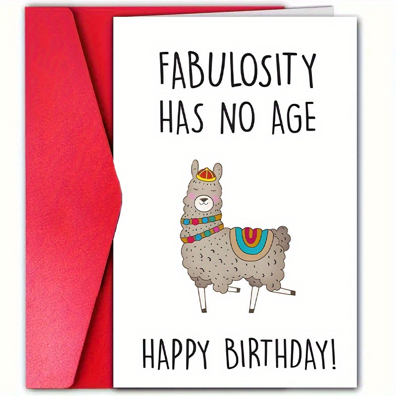 

1pc Fabulosity Llama Birthday Greeting Card With Envelope, Unisex Paper Card For Dad, Mom, Sister, Brother, Friends - Whimsical Animal Design For All Ages