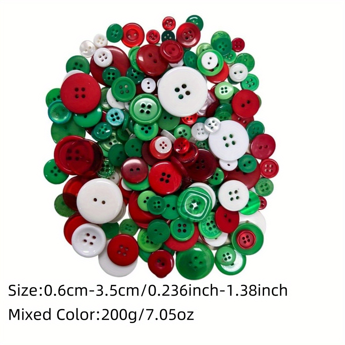 TEMU 200g Pack Christmas Resin Buttons - Assorted Sizes For Diy Crafts, Handmade Decorations & Paste Art Projects