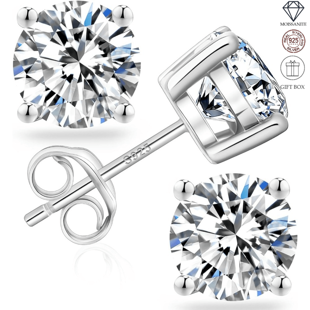 TEMU 2ct, Moissanite Pair Of Earrings For Men, Studs Earrings, S925 Sterling Silvery, , Golden Plated Jewelry Gifts For
