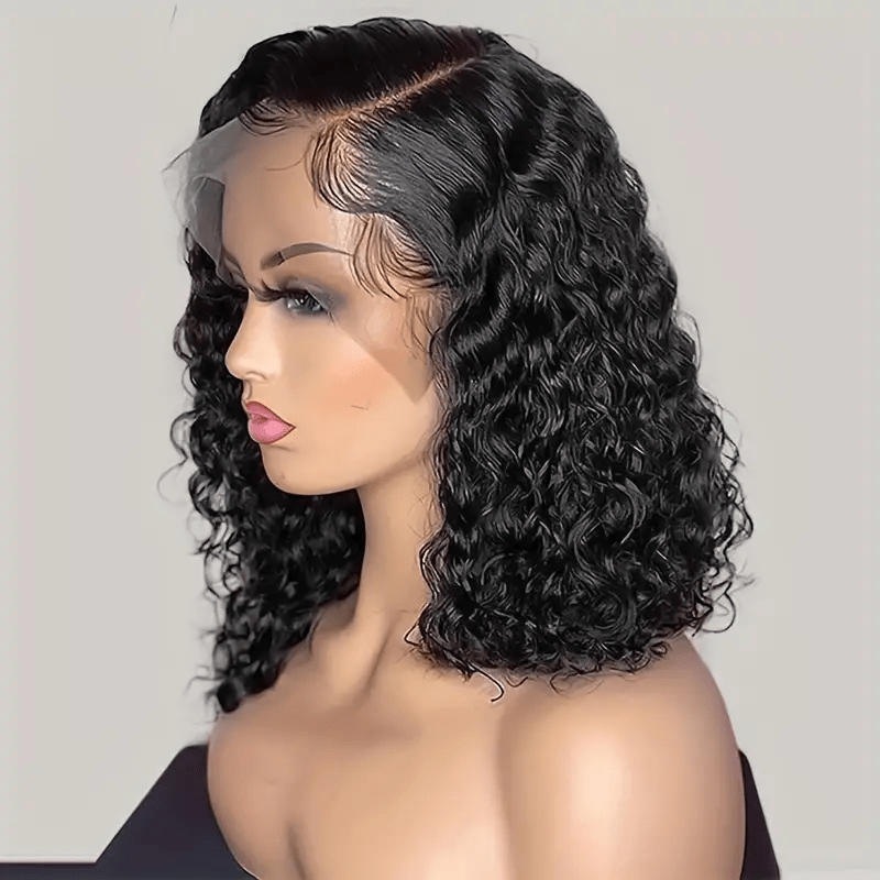 

200% Density 13x4 Lace Front Human Hair Wig Short Curly Bob Lace Front Human Hair Wigs Prepluck With Baby Hair Deep Wave Frontal Wigs For Women Deep Wave Lace Wigs