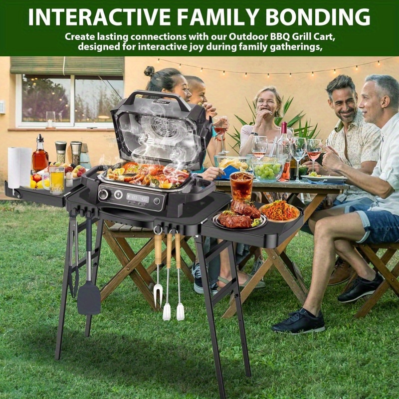 portable grill stand with adjustable leg for ninja outdoor