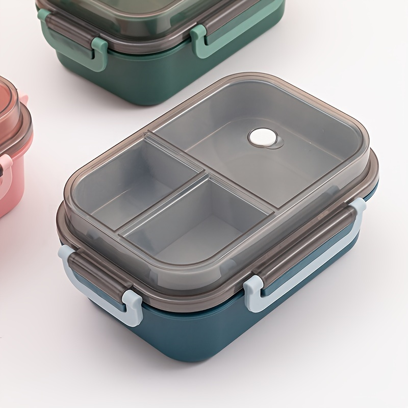 

1pc Pp Material Double-layer Lunch Box With Spoon - Leakproof, Microwave Safe, Solid Color, Outdoor-friendly Large Capacity Meal Container