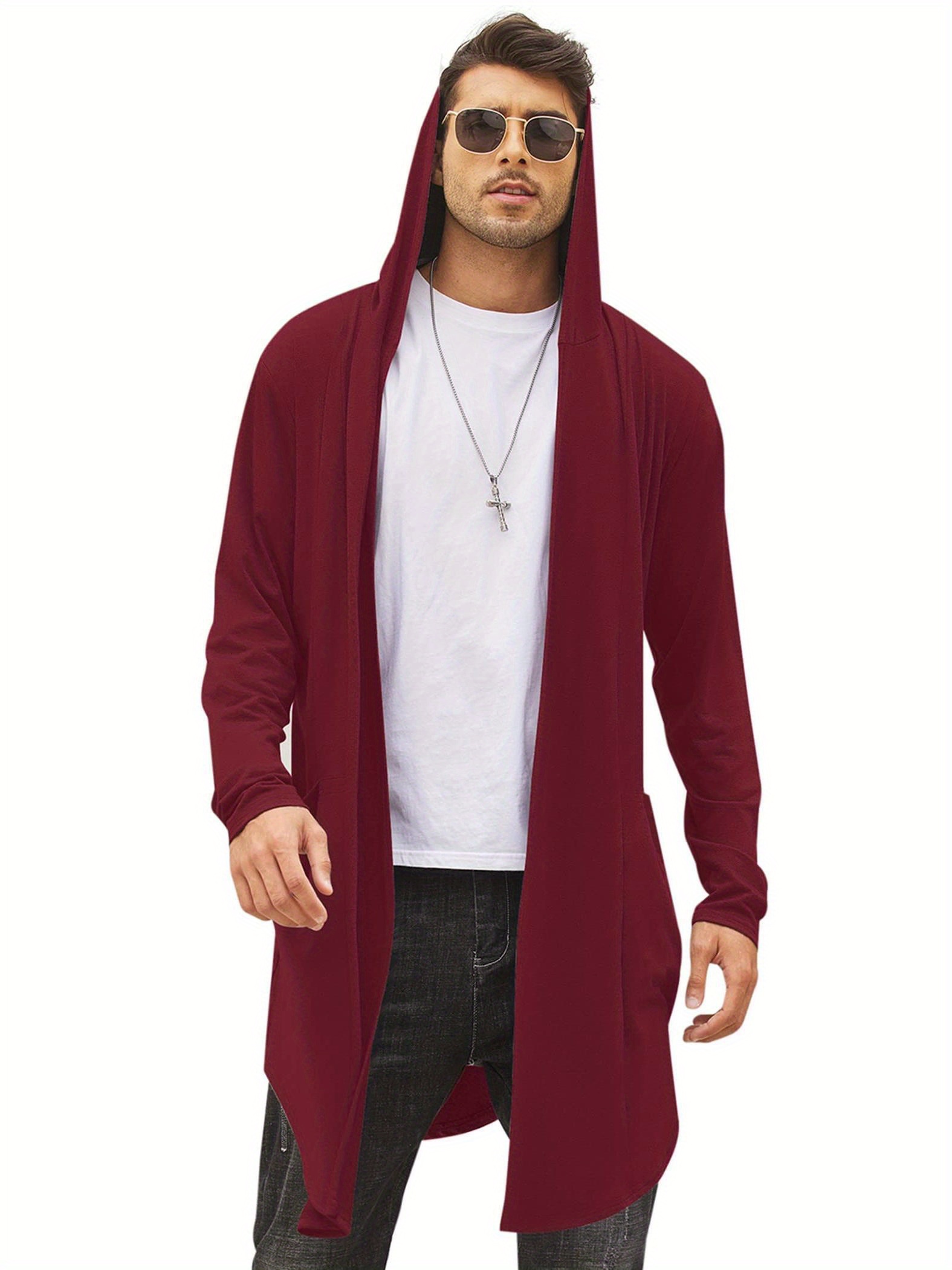 Cape Cardigan Hooded Sweatshirt Cardigan Mens Mens Long Hooded