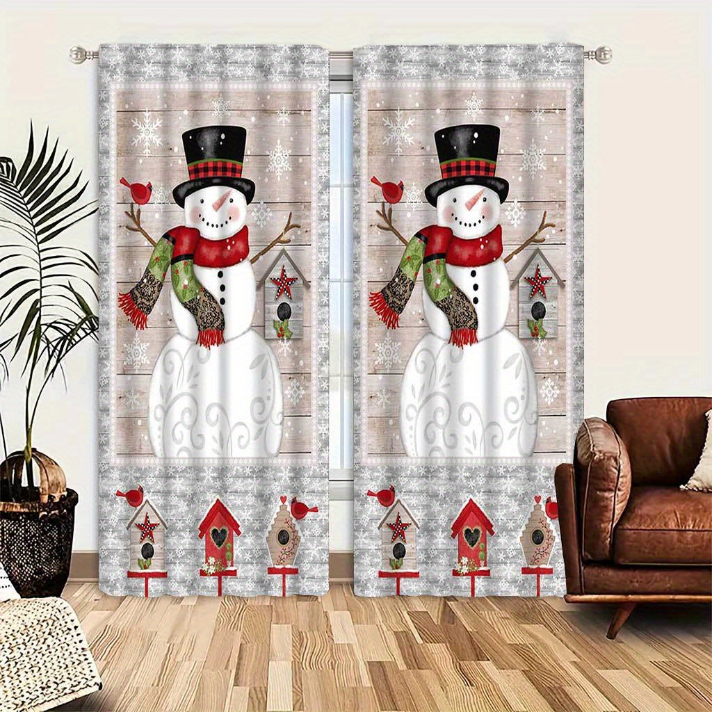 Christmas Reindeer & Snowman Print Curtains - Durable, Easy-hang ...