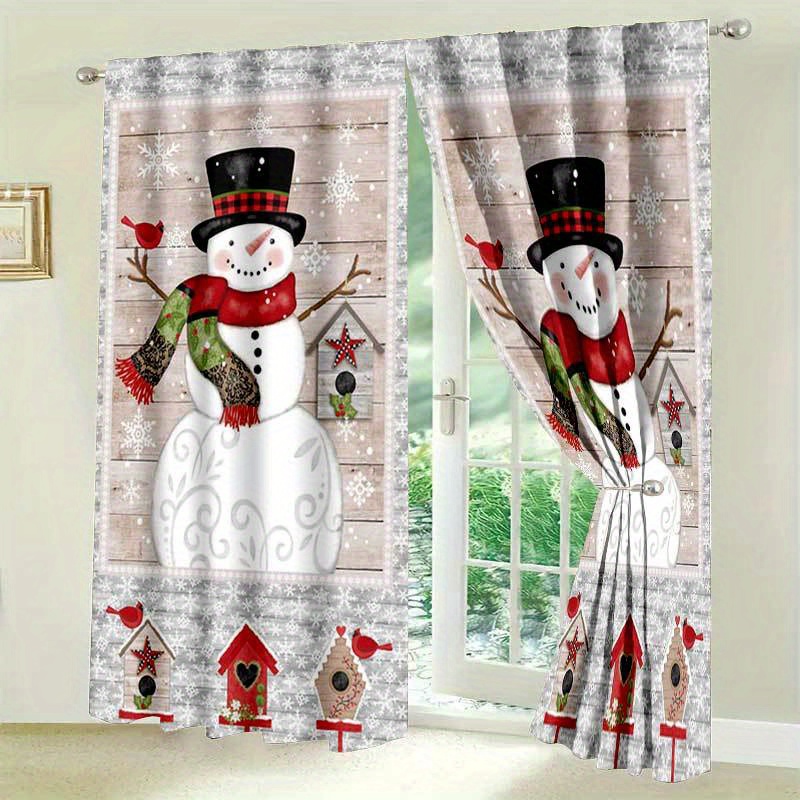 Christmas Reindeer & Snowman Print Curtains - Durable, Easy-hang ...