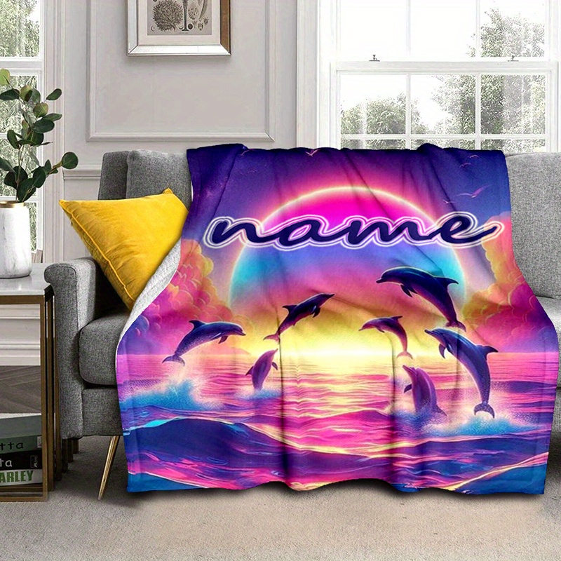 

Custom Dolphin-themed Flannel Blanket - Soft, For All - Couch, Bed, Office, And Camping