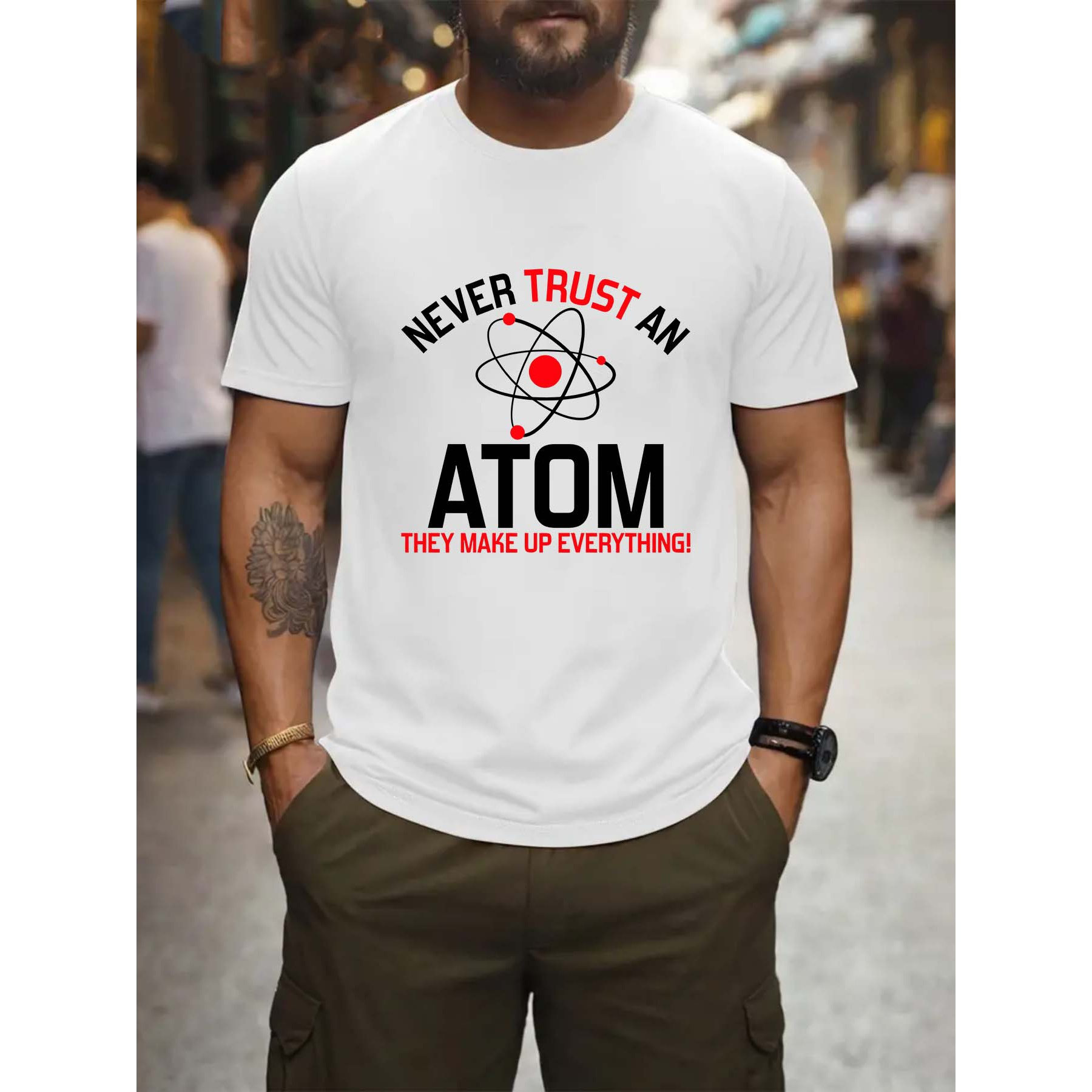 

Print Men's Crew Neck T-shirt, Short Sleeve Comfy Versatile Tee Tops, Summer Casual Clothing