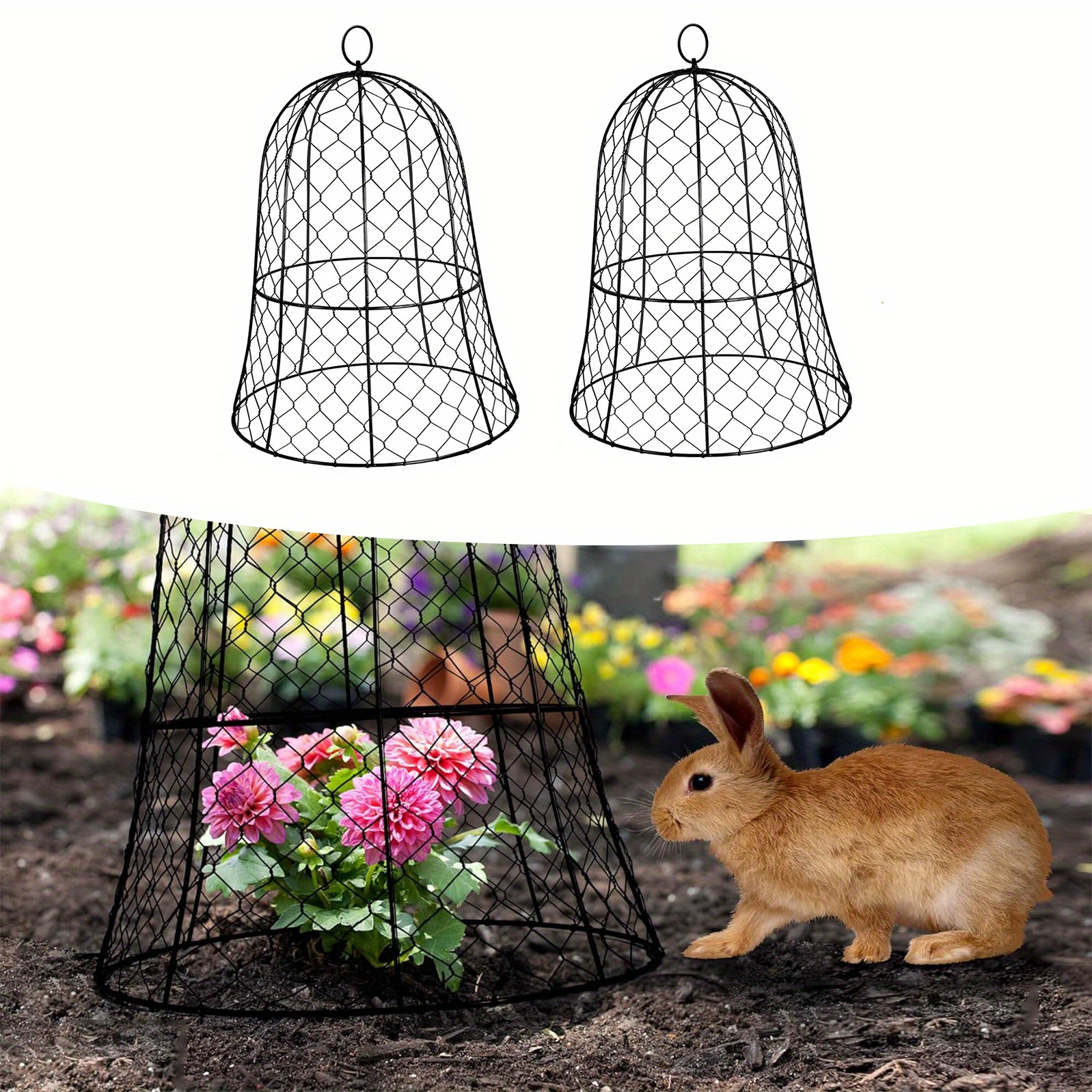 

2 Pcs Metal Mesh Garden Cloches: Protective Covers With Ground Nails For Plants In Garden Yard