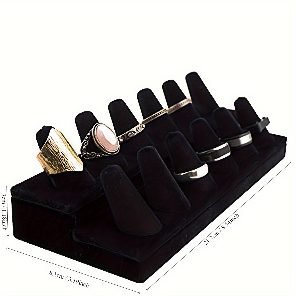 

1pc Elegant Ring Holder - 6-slot Jewelry Display Stand, Soft Polyester, Rectangular Tabletop Organizer For Home & Retail Use