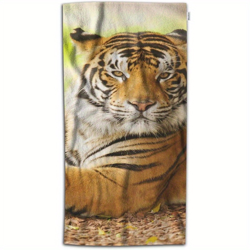 

Tiger Bath Towel - Super Soft Polyester Blend, Animal Wildlife Themed, Woven, Modern Style, Oblong Shape, 240 Gsm, 18x26 Inches - 1 Piece Set