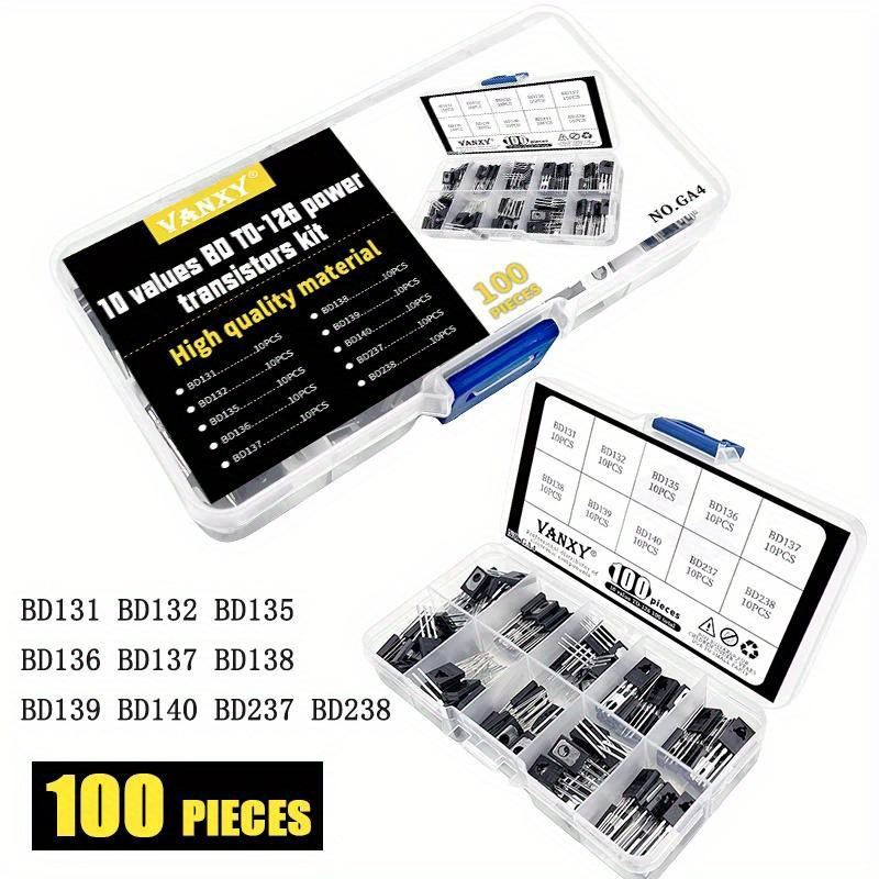 TEMU 100pcs To-126 Power Transistor Kit - Bd131 To Bd238 Models For Electronics Projects