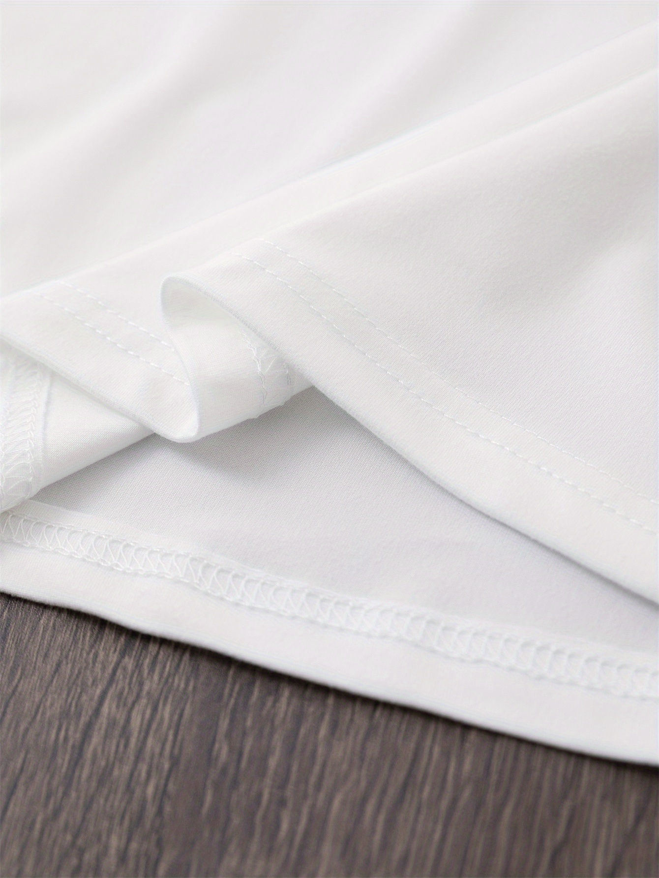 Women'S Casual Crew Neck T-Shirt with Geometric Paris Eiffel Tower Print, Short Sleeve Knit Fabric Top, 100% Polyester, All Seasons - White