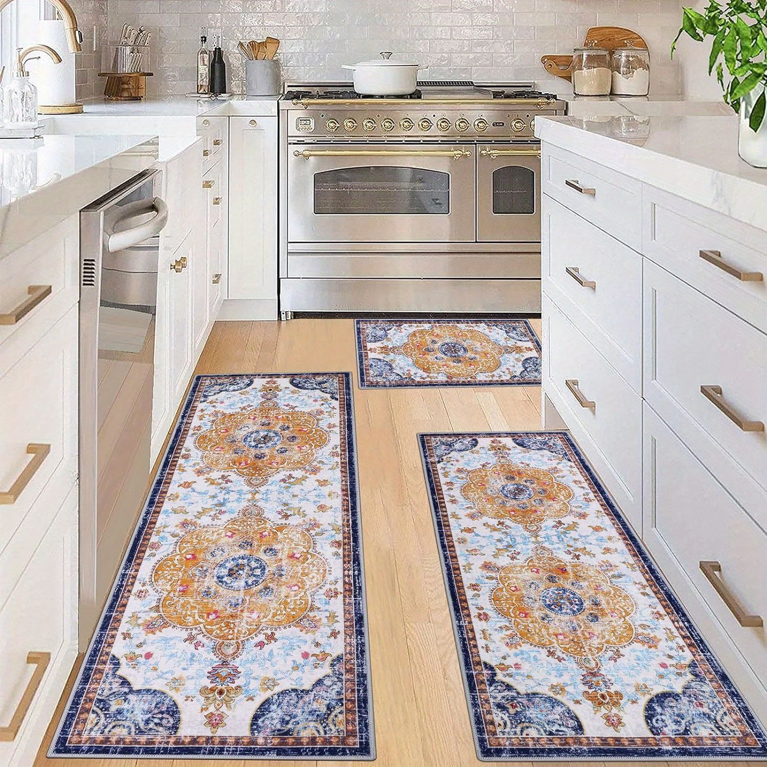 Kitchen Rug Sets 3 Piece with Runner Farmhouse Non Slip Kitchen store Rugs and Mats