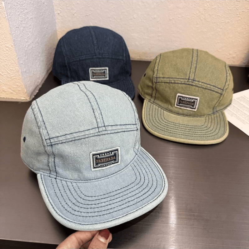 

Small Crowd Retro Denim Flat Baseball Cap For Women, Vintage Street Hip Hop Five-leaf Men's Cap