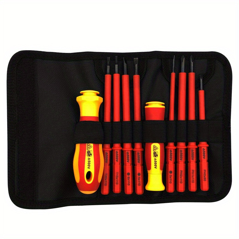 

10-piece Insulated Screwdriver Set With Phillips, , And Flathead Bits - Ideal For Home And Industrial Use