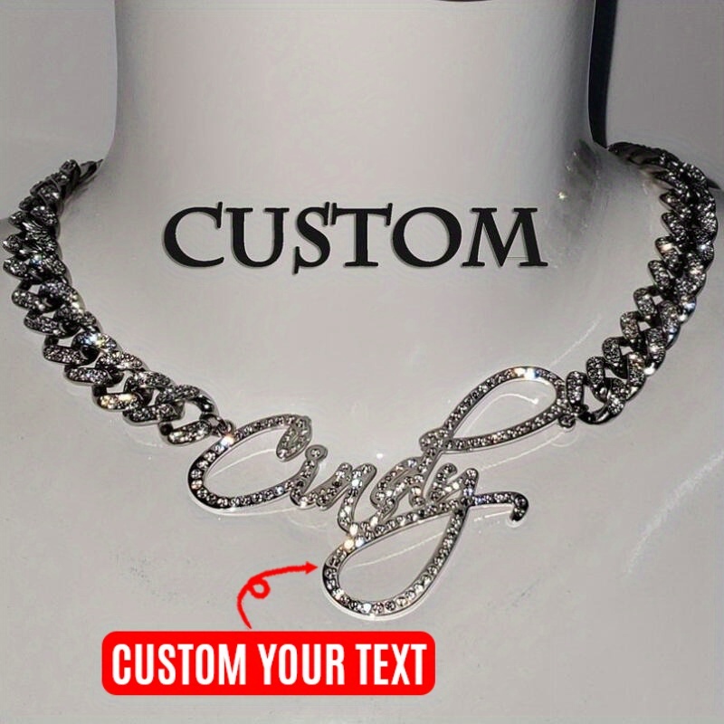 

Personalized Necklace Iced-out - Engraved 304l Steel , For Parties &