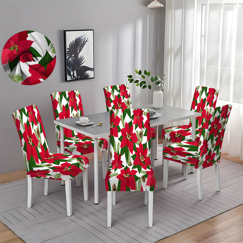 

2/4/6pcs Red & Chair Covers - -, Polyester Slipcovers For Dining & Chairs