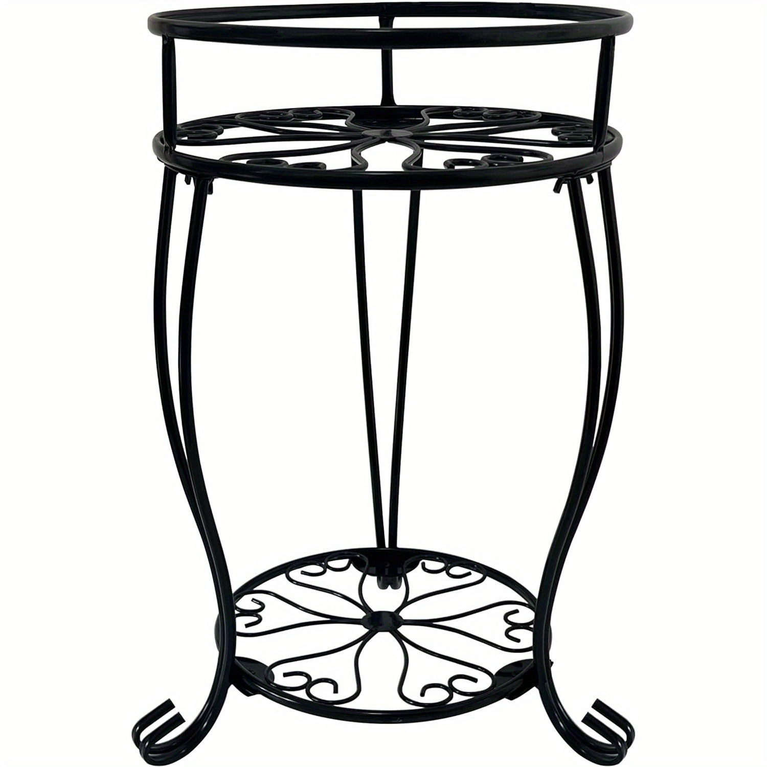 

19.3inch Tall Metal Plant Stand, 2 Tier Potted Plant Shelf For Indoor Outdoor, Holder For Corner Living Room Patio , Kitchen And Bathroom Display Rack, Black