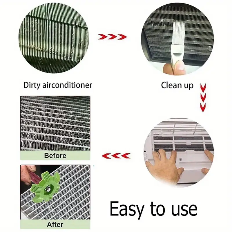 AC Fin Comb Tool – Straighten Dented Air Conditioner & Condenser Coil Fins – HVAC Repair Kit