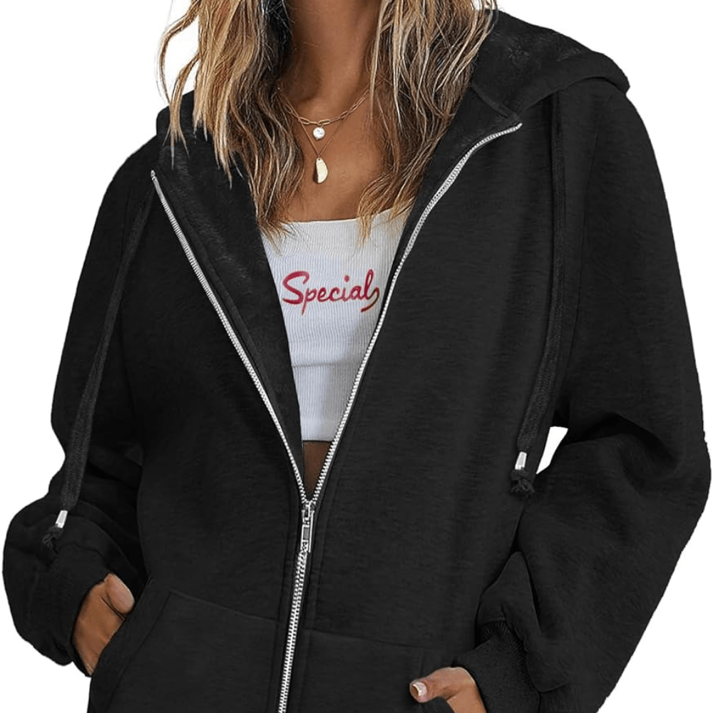 

Womens Zip Up Hoodies Long Sleeve Fall Hooded Lightweight Tunic Sweatshirt Oversize Fleece Jacket With Pockets