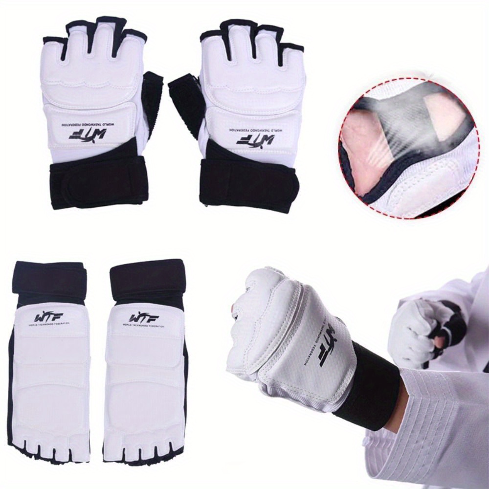 high quality   leather half finger boxing gloves breathable durable for taekwondo muay thai training white sizes s to xl