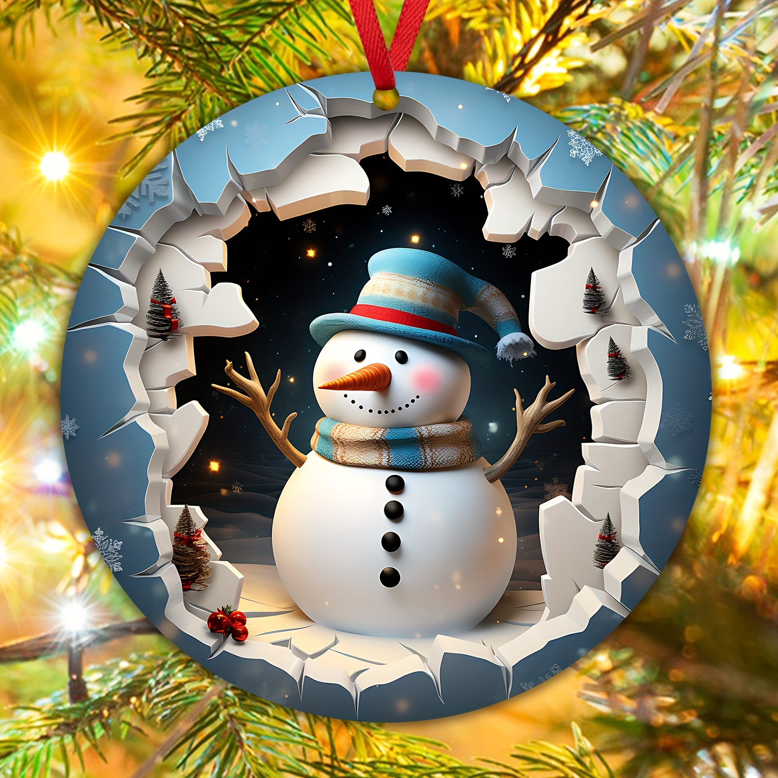 

1pc Handcrafted Wooden Snowman Ornament - No-electricity 2d Christmas Tree Topper, Festive Decoration For Home, Table, And Hotel Window, Perfect For Holiday Parties And Gift Exchange