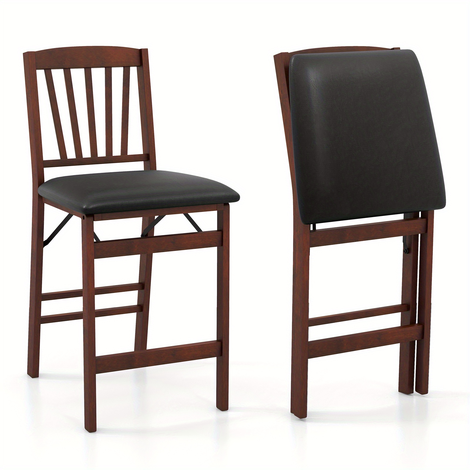 

Safstar Set Of 2 Counter Height Chairs Folding Kitchen Island Stool W/ Padded Seat