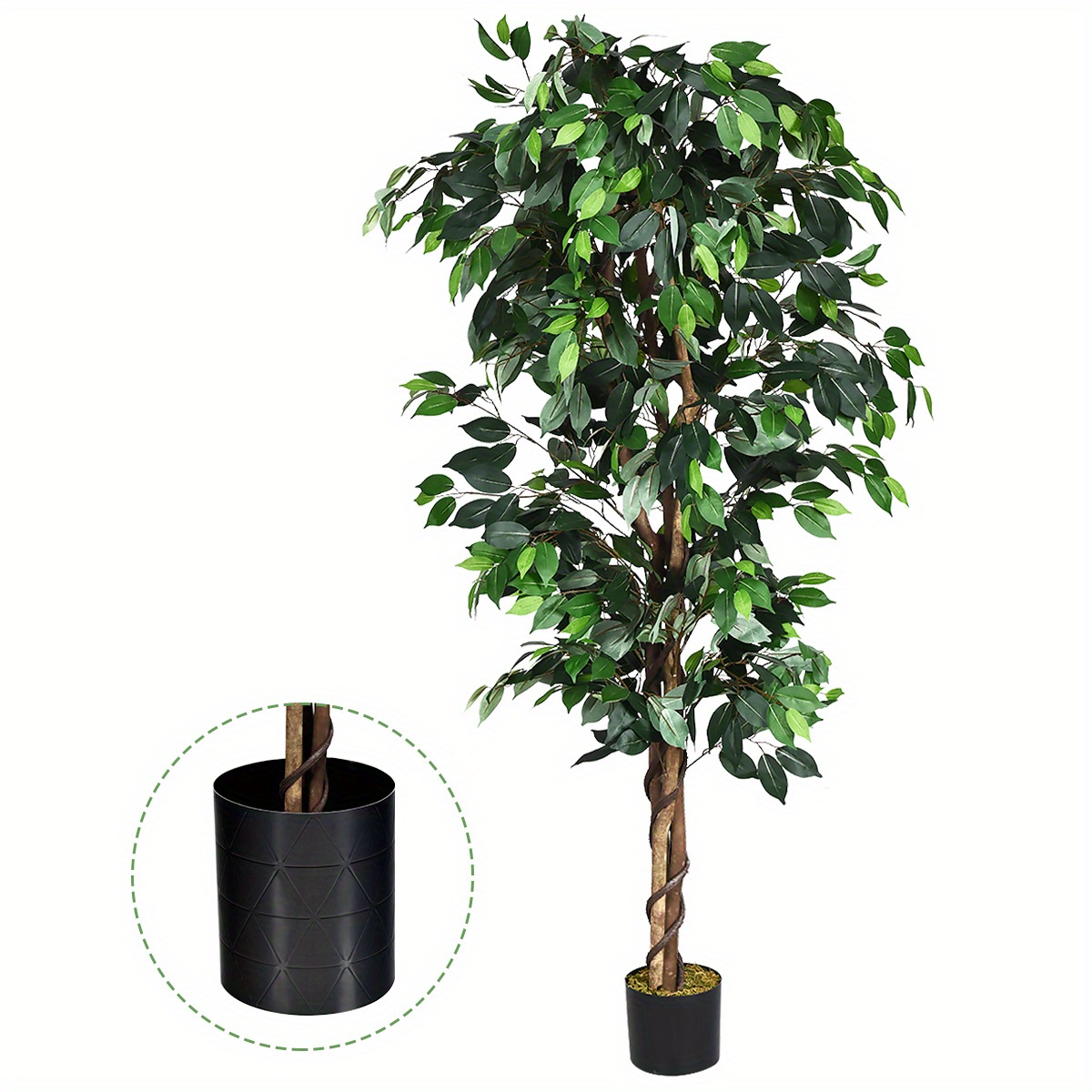 

Safstar 6' Artificial Silk Tree Plant Home Decor Wood Trunks Green Living Room