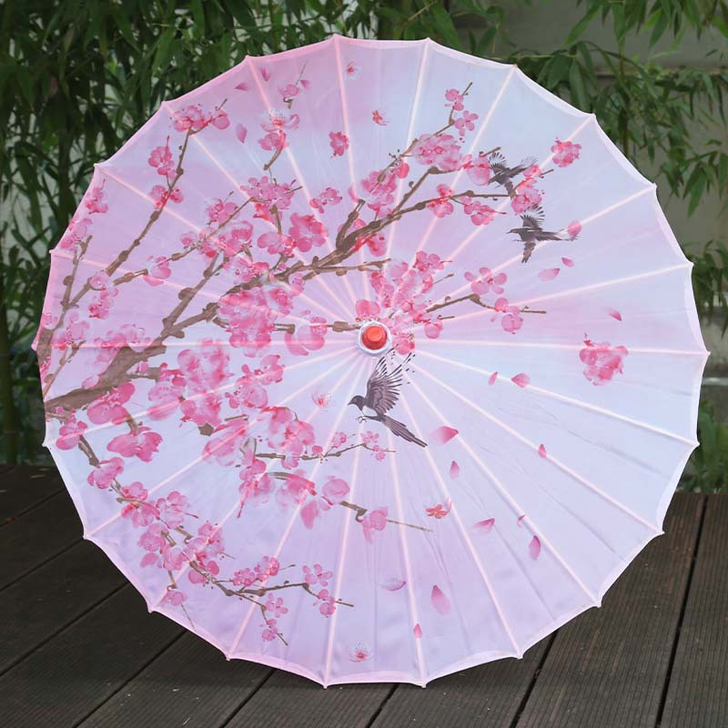 Image of 1pc Oil Paper Umbrella (random Color) Performance Umbrella Decorative Umbrella Handmade Retro Oil Paper Umbrella Ancient Style Hanfu Cloth Decoration Umbrella Chinese Style Wooden Umbrella
