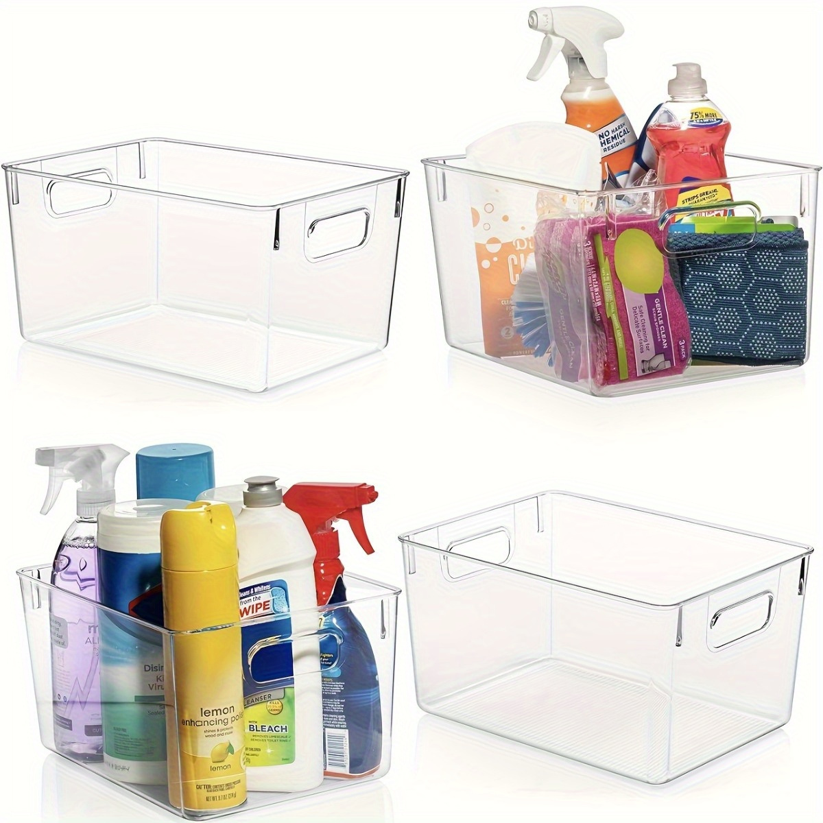 

4/8/12pcs Clear Plastic Storage Bins, Pantry Organizers And Storage Containers Fridge Organizer Bins For Organizing Cabinet Organizer Bin Bathroom Under Sink Freezer Refrigerator Organization