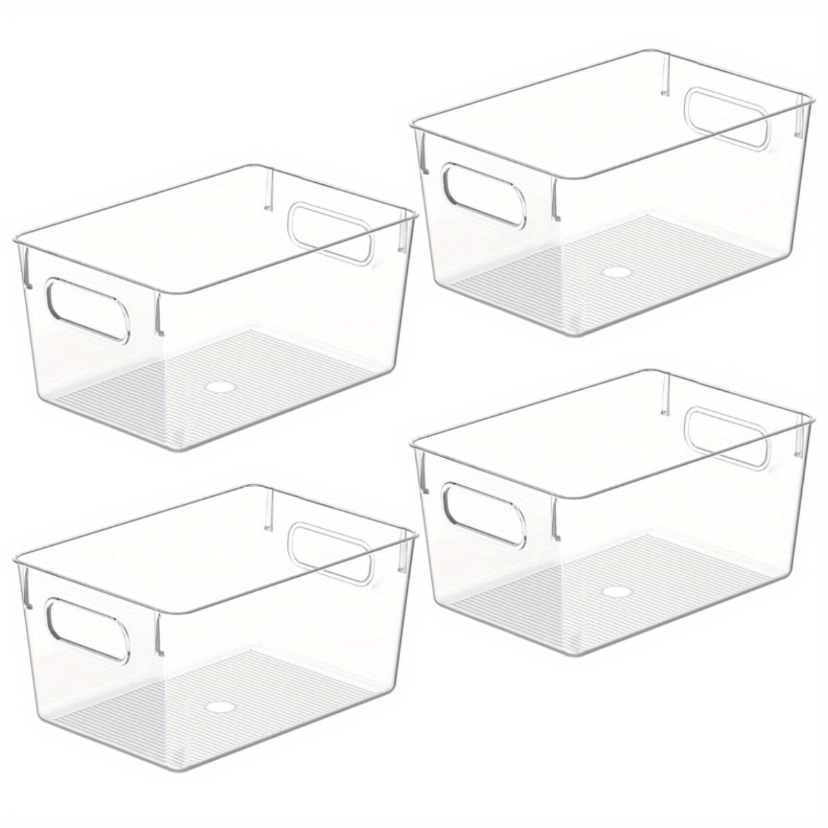 TEMU 4/8/12pcs Clear Plastic Storage Bins, Pantry Organizers And Storage Containers Fridge Organizer Bins For Organizing Cabinet Organizer Bin Bathroom Under Sink Freezer Refrigerator Organization