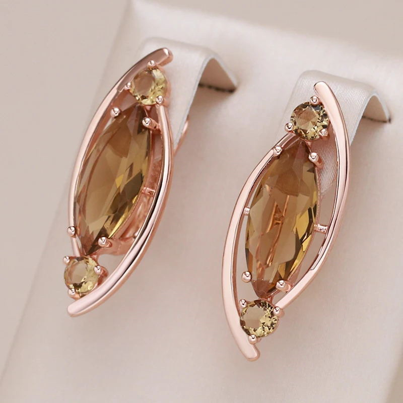 TEMU 1 Pair Light Long Dangle Earrings For Women Golden Color Marquise Cut Zirconia Drop Earrings Jewelry