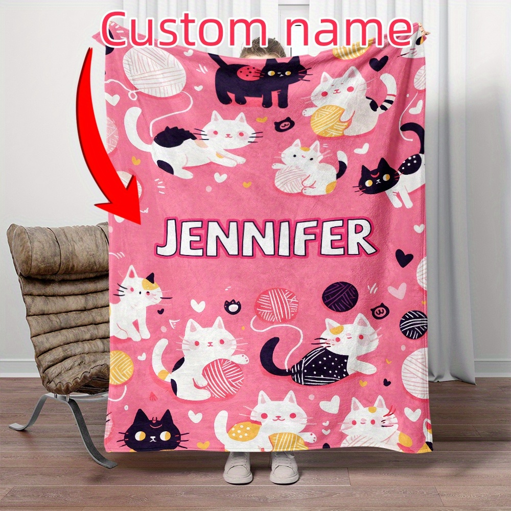 

Customizable Kitten Playtime Flannel Throw Blanket - Soft, Lightweight & Warm For Couch, Bed, Travel & Camping - Personalized Gift For Girls