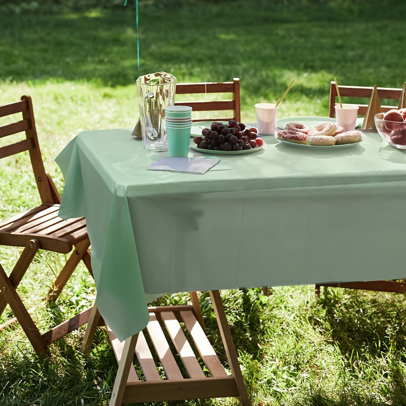 

Sage Green Party Tablecloth: Perfect For Weddings, Birthdays, Anniversaries, Bachelorette Parties, And More - Machine-made, Plastic Material