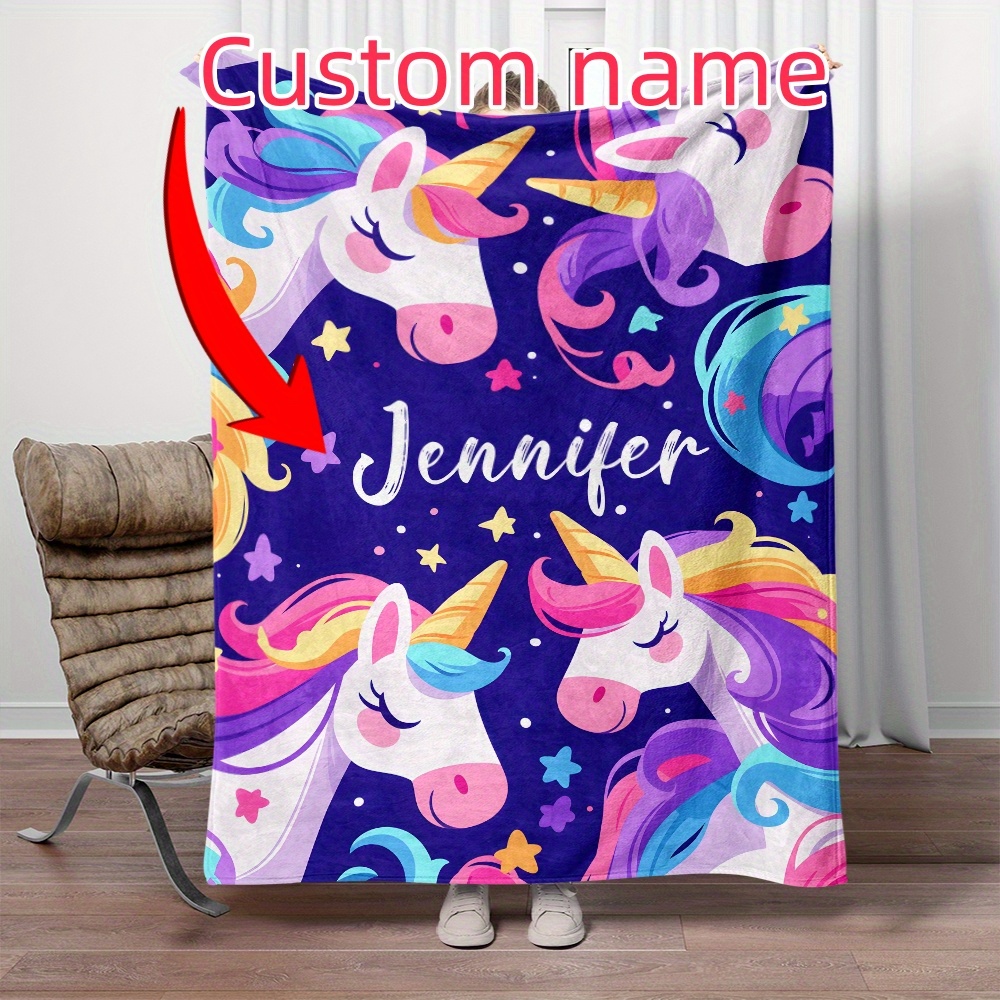 

Customizable Unicorn Blanket - , For , Bed, , Camping, Office Chair - Polyester, Fleece,